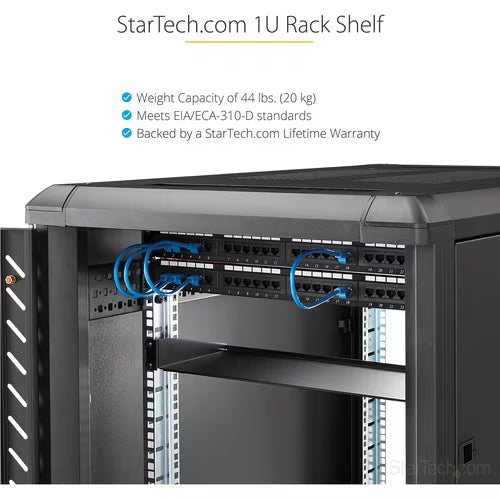StarTech 1U Server Rack Cabinet Shelf - Fixed 10" Deep Cantilever Rackmount Tray for 19" Data/AV/Network Enclosure w/cage nuts, screws