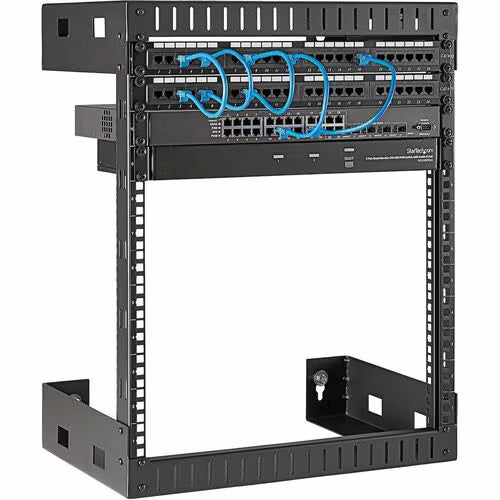 StarTech 2-Post 12U Heavy-Duty Wall-Mount Network Rack, 19" Open Frame Server Rack for Computer Equipment, Wall Mount Data Rack