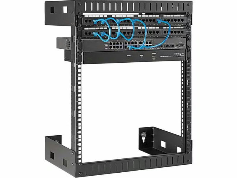 StarTech 2-Post 12U Heavy-Duty Wall-Mount Network Rack, 19" Open Frame Server Rack for Computer Equipment, Wall Mount Data Rack