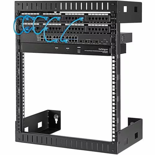 StarTech 2-Post 12U Heavy-Duty Wall-Mount Network Rack, 19" Open Frame Server Rack for Computer Equipment, Wall Mount Data Rack