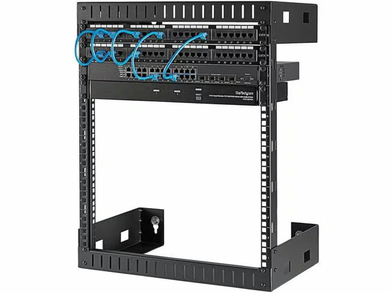 StarTech 2-Post 12U Heavy-Duty Wall-Mount Network Rack, 19" Open Frame Server Rack for Computer Equipment, Wall Mount Data Rack