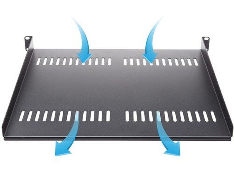 StarTech 1U Vented Server Rack Cabinet Shelf - Fixed 16" Deep Cantilever Rackmount Tray for 19" Data/AV/Network Enclosure w/Cage Nuts