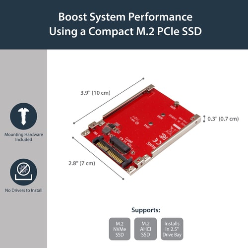 StarTech M.2 Drive to U.2 (SFF-8639) Host Adapter for M.2PCIe NVMe SSDs