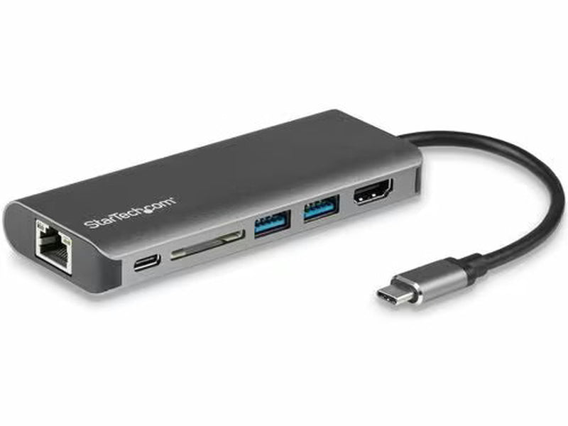 StarTech USB C Multiport Adapter - Portable USB Type-C Travel Dock - 4K HDMI, USB Hub, SD, GbE, 100W PD PassThrough