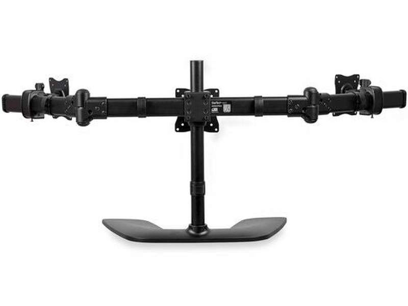 StarTech Triple-Monitor Stand for Monitors 13” to 27” Adjustable VESA Computer Monitor Stand for 3 Monitor Setup