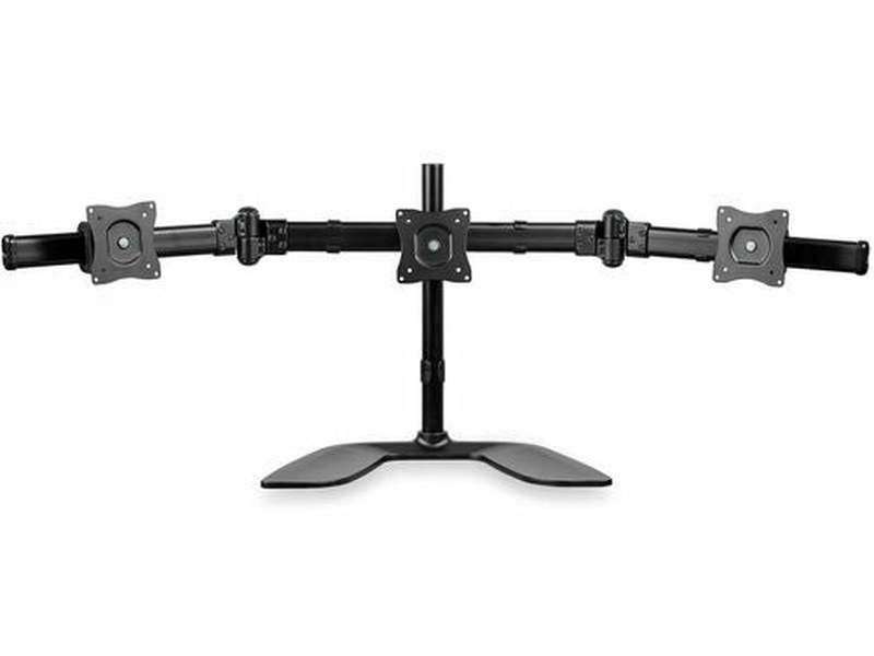 StarTech Triple-Monitor Stand for Monitors 13” to 27” Adjustable VESA Computer Monitor Stand for 3 Monitor Setup