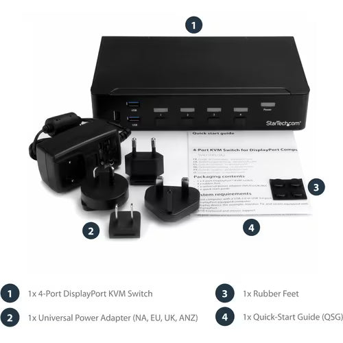 StarTech 4 Port DisplayPort KVM Switch 4K 60Hz