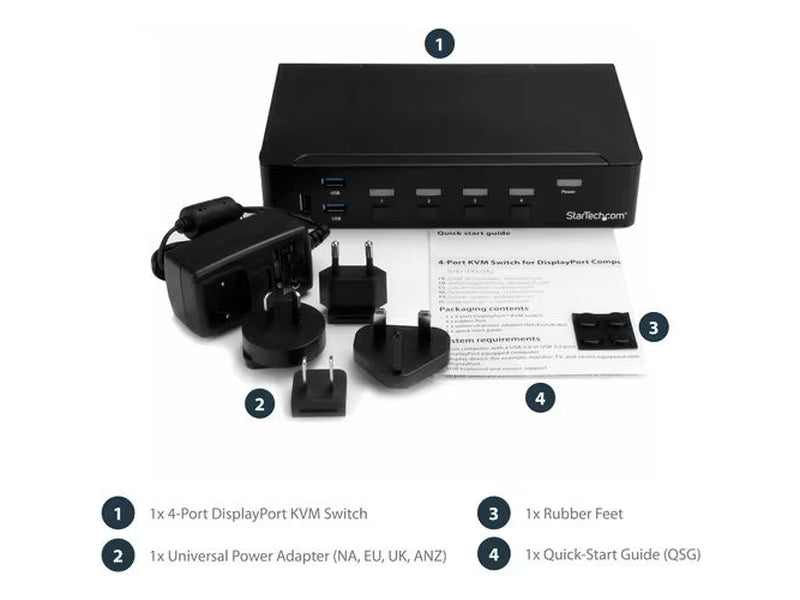 StarTech 4 Port DisplayPort KVM Switch 4K 60Hz