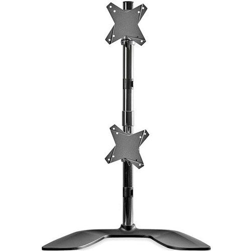 StarTech Vertical Dual-Monitor Stand, Free Standing Height Adjustable Stacked Monitor Stand up to 27" 17.6lb/8kg VESA Mount Displays