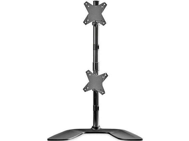 StarTech Vertical Dual-Monitor Stand, Free Standing Height Adjustable Stacked Monitor Stand up to 27" 17.6lb/8kg VESA Mount Displays