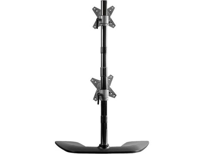 StarTech Vertical Dual-Monitor Stand, Free Standing Height Adjustable Stacked Monitor Stand up to 27" 17.6lb/8kg VESA Mount Displays