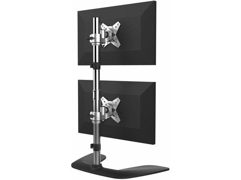 StarTech Vertical Dual-Monitor Stand, Free Standing Height Adjustable Stacked Monitor Stand up to 27" 17.6lb/8kg VESA Mount Displays