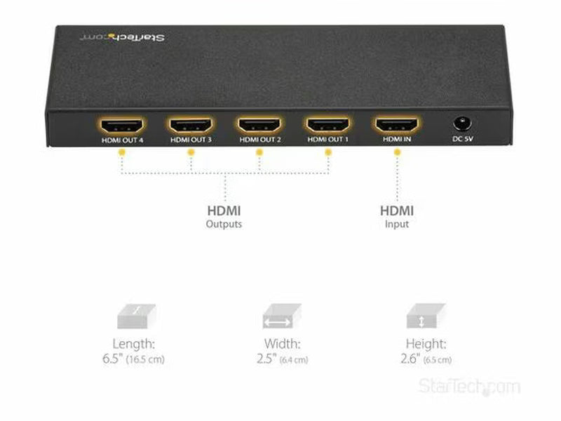 StarTech 4 Port HDMI Splitter - 4K 60Hz - 1x4 Way HDMI 2.0 Splitter - HDR