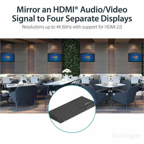 StarTech 4 Port HDMI Splitter - 4K 60Hz - 1x4 Way HDMI 2.0 Splitter - HDR