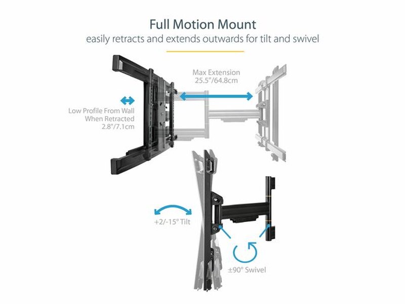 StarTech Full-Motion TV Wall Mount - Articulating Arm for up to 80" VESA Mount Displays