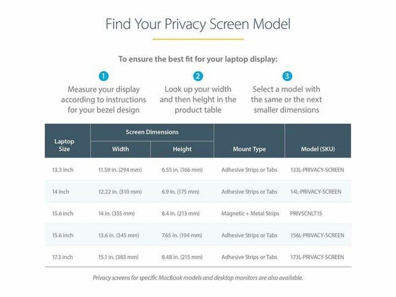 StarTech Laptop Privacy Screen for 15.6" Notebook - Removable Magnetic Laptop Security Filter - Blue Light Reducing