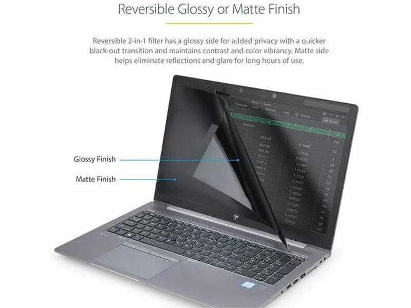 StarTech Laptop Privacy Screen for 15.6" Notebook - Removable Magnetic Laptop Security Filter - Blue Light Reducing