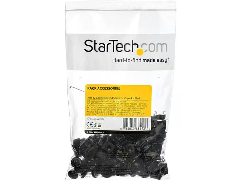 StarTech 10-32 Server Rack Screws and Nuts - 50 Pack