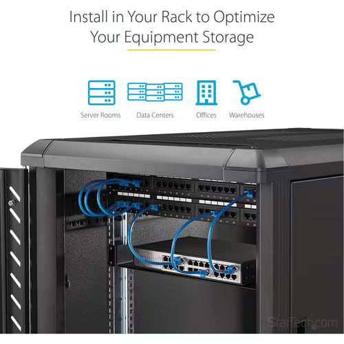 StarTech 1U Server Rack Cabinet Shelf - Fixed 16" Deep Cantilever Rackmount Tray for 19" Data/AV/Network Enclosure w/cage nuts, screws