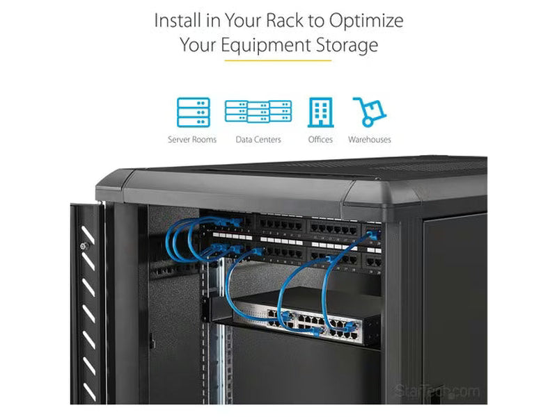 StarTech 1U Server Rack Cabinet Shelf - Fixed 16" Deep Cantilever Rackmount Tray for 19" Data/AV/Network Enclosure w/cage nuts, screws