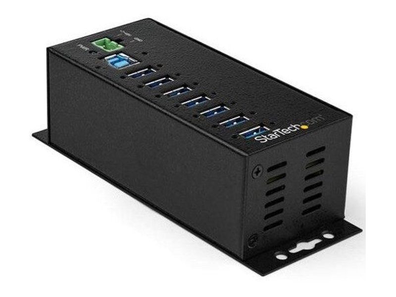 StarTech 7 Port USB Hub with Power Adapter - SurgeProtection - Metal Industrial USB 3.0 Data TransferHub - Din Rail, Wall or Desk Mountable - HighSpeed USB 3.1 Gen 1 5Gbps Hub