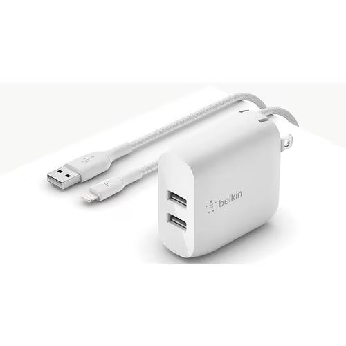 Belkin BOOST↑CHARGE 24W AC Adapter For Smartphone, Tablet PC, Power Bank, iPad Pro 4.80 A - White