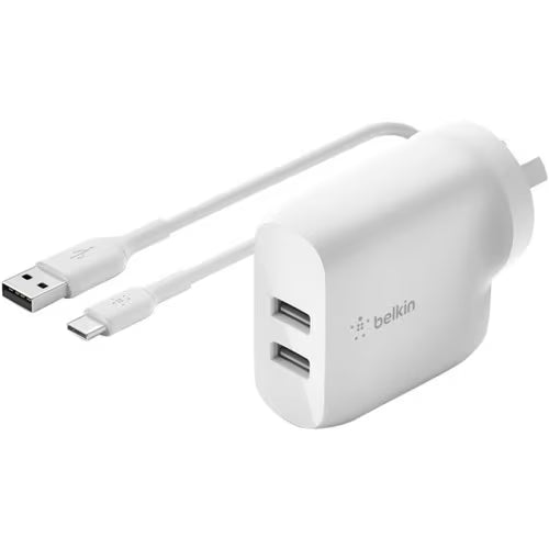 Belkin BOOST↑CHARGE 24W AC Adapter For Smartphone, Tablet PC, Power Bank 4.80A - White