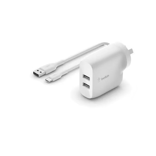 Belkin BOOST↑CHARGE 24W AC Adapter For Smartphone, Tablet PC, Power Bank 4.80A - White