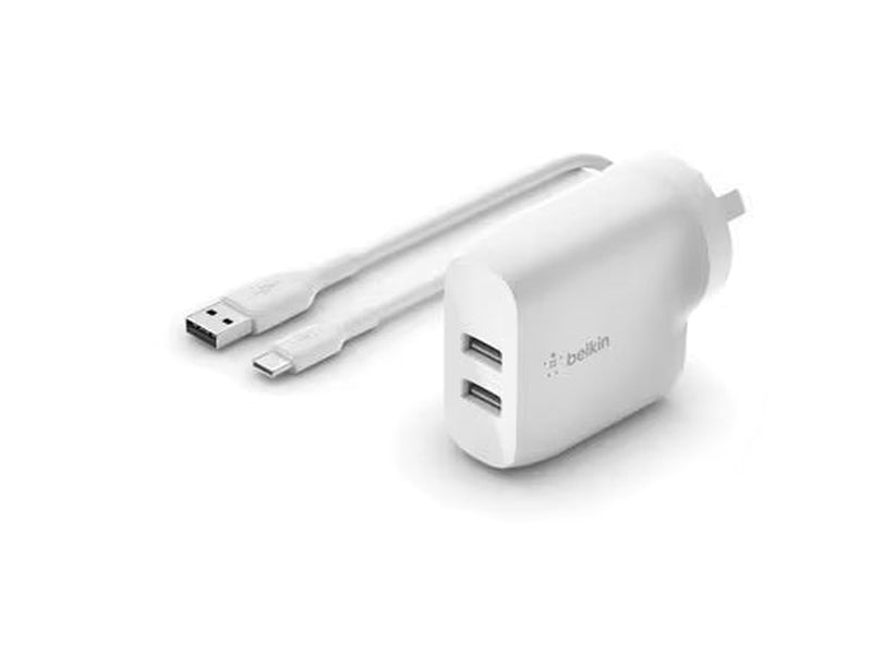 Belkin BOOST↑CHARGE 24W AC Adapter For Smartphone, Tablet PC, Power Bank 4.80A - White