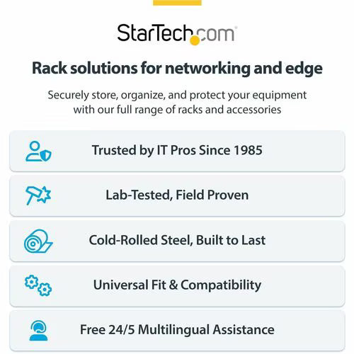 StarTech 8U 19" Open Frame Server Rack - Compact, 4 Post, Adjustable Depth 22 to 40" - Mobile Network Rack, HP ProLiant ThinkServer