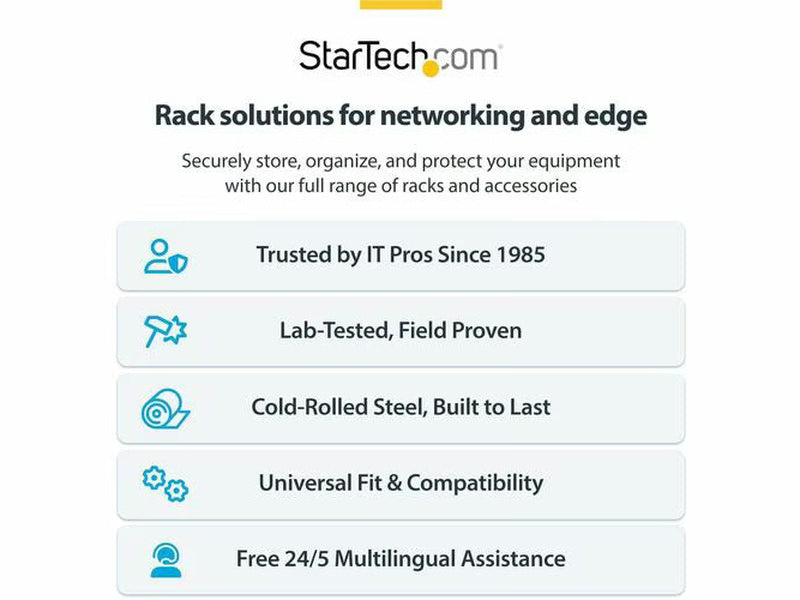 StarTech 8U 19" Open Frame Server Rack - Compact, 4 Post, Adjustable Depth 22 to 40" - Mobile Network Rack, HP ProLiant ThinkServer