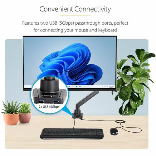 StarTech Desk Mount Monitor Arm with 2x USB 3.0 ports, up to 34" 17.6lb/8kg VESA Display