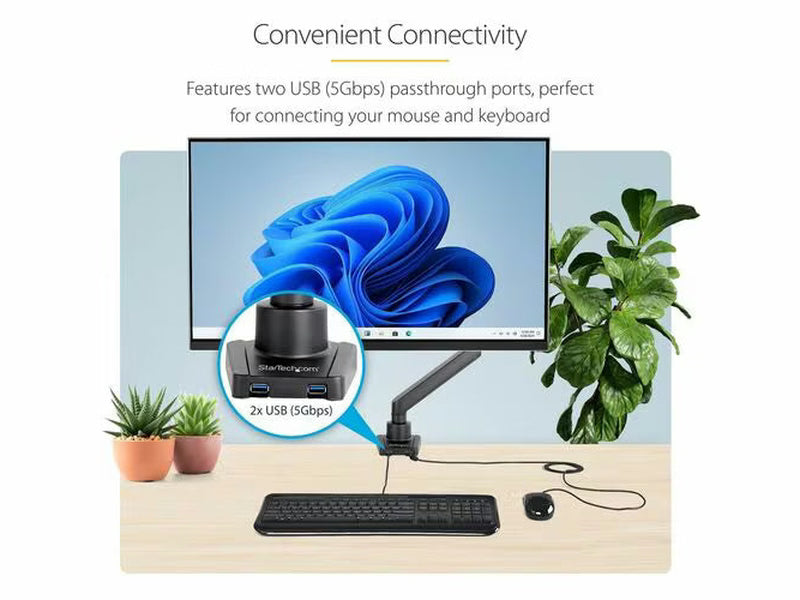 StarTech Desk Mount Monitor Arm with 2x USB 3.0 ports, up to 34" 17.6lb/8kg VESA Display