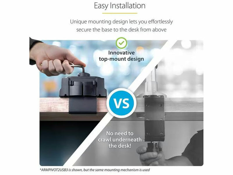 StarTech Desk Mount Monitor Arm with 2x USB 3.0 ports, up to 34" 17.6lb/8kg VESA Display