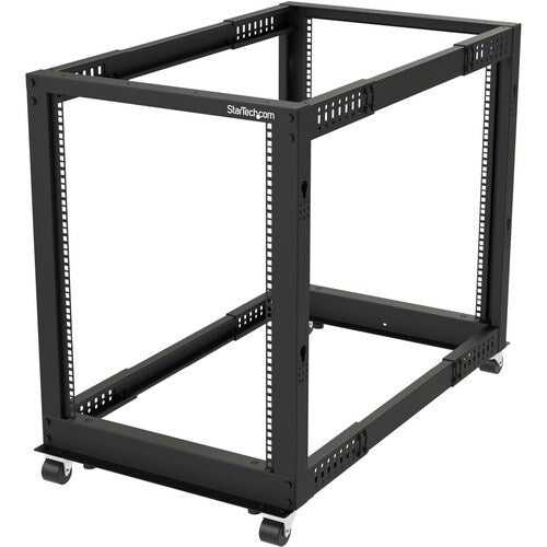 StarTech -Post 15U Mobile Open Frame Server Rack, 19" Network Rack with Casters