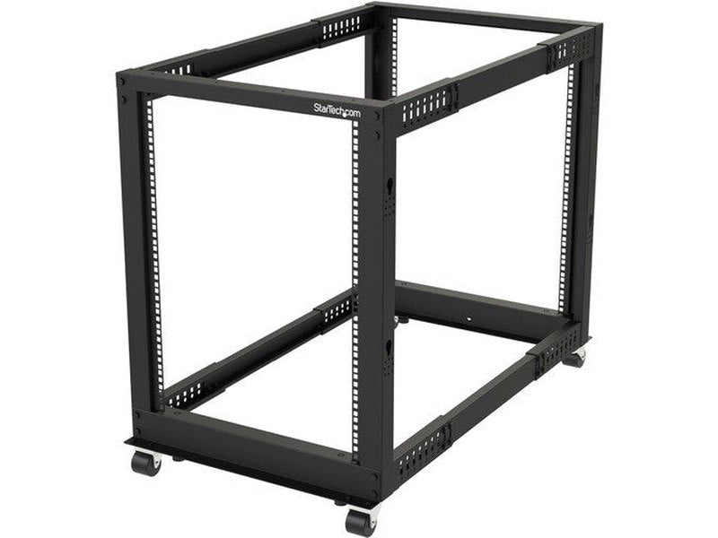 StarTech -Post 15U Mobile Open Frame Server Rack, 19" Network Rack with Casters