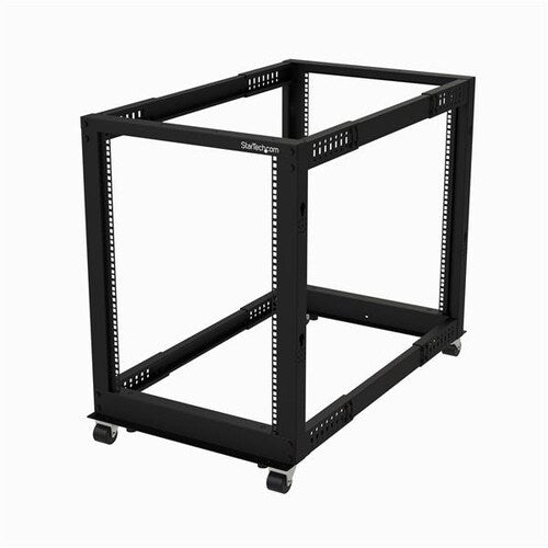 StarTech -Post 15U Mobile Open Frame Server Rack, 19" Network Rack with Casters
