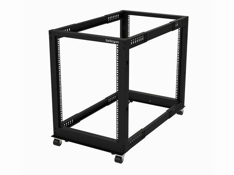 StarTech -Post 15U Mobile Open Frame Server Rack, 19" Network Rack with Casters