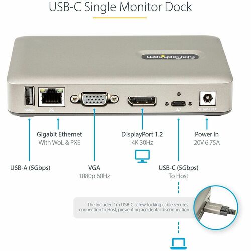 StarTech USB 3.1 Gen 1 Type C Docking Station for Notebook, Headset, Keyboard, Smartphone, Mouse, Workstation - 65 W