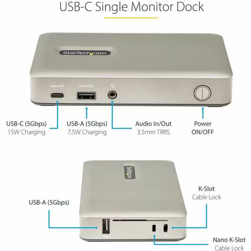 StarTech USB 3.1 Gen 1 Type C Docking Station for Notebook, Headset, Keyboard, Smartphone, Mouse, Workstation - 65 W