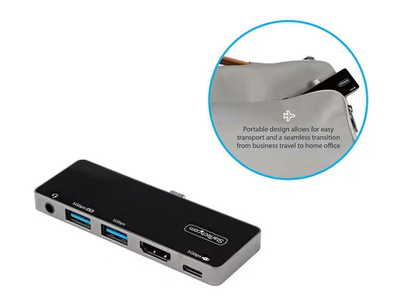 StarTech USB C Multiport Adapter, USB-C to 4K 60Hz HDMI, 100W PD, 3xUSB, Audio, USB-C Mini Dock