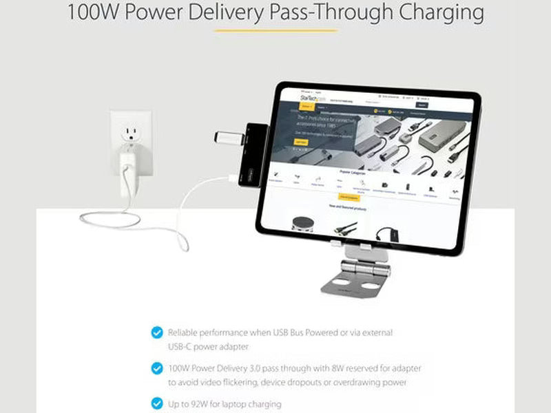 StarTech USB C Multiport Adapter, USB-C to 4K 60Hz HDMI, 100W PD, 3xUSB, Audio, USB-C Mini Dock