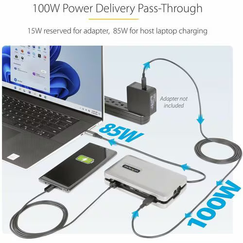 StarTech USB C Multiport Adapter, USB C to 4K 60Hz HDMI 2.0, 2-Port 10Gbps USB Hub