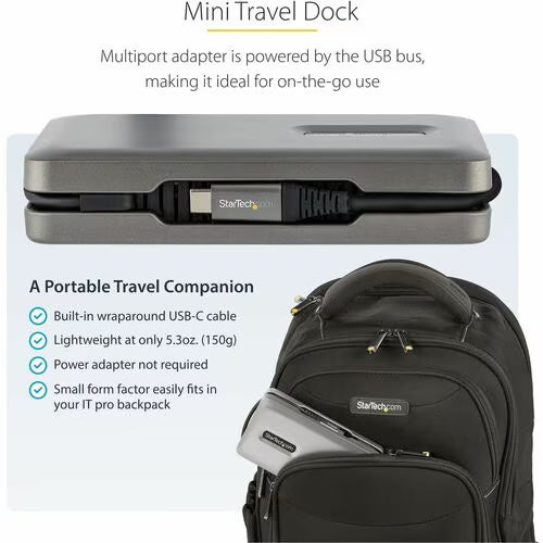 StarTech USB C Multiport Adapter, USB C to 4K 60Hz HDMI 2.0, 2-Port 10Gbps USB Hub