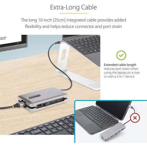 StarTech USB C Multiport Adapter, USB C to 4K 60Hz HDMI 2.0, 2-Port 10Gbps USB Hub