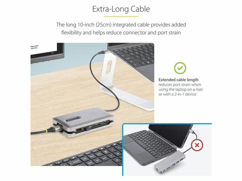 StarTech USB C Multiport Adapter, USB C to 4K 60Hz HDMI 2.0, 2-Port 10Gbps USB Hub