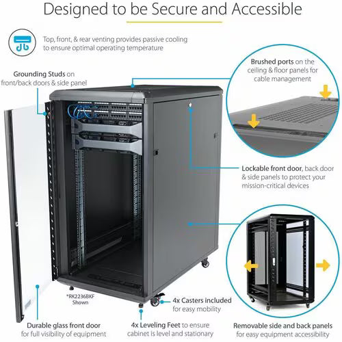 StarTech 18U Server Rack Cabinet, 19" Data Rack Cabinet for Computer / IT Equipment, Home Network Rack, Half Height Server Rack