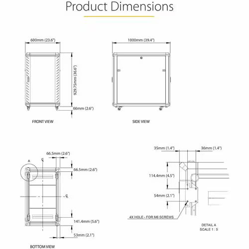 StarTech 18U Server Rack Cabinet, 19" Data Rack Cabinet for Computer / IT Equipment, Home Network Rack, Half Height Server Rack