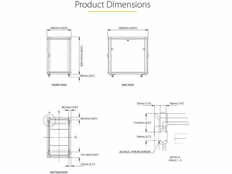 StarTech 18U Server Rack Cabinet, 19" Data Rack Cabinet for Computer / IT Equipment, Home Network Rack, Half Height Server Rack