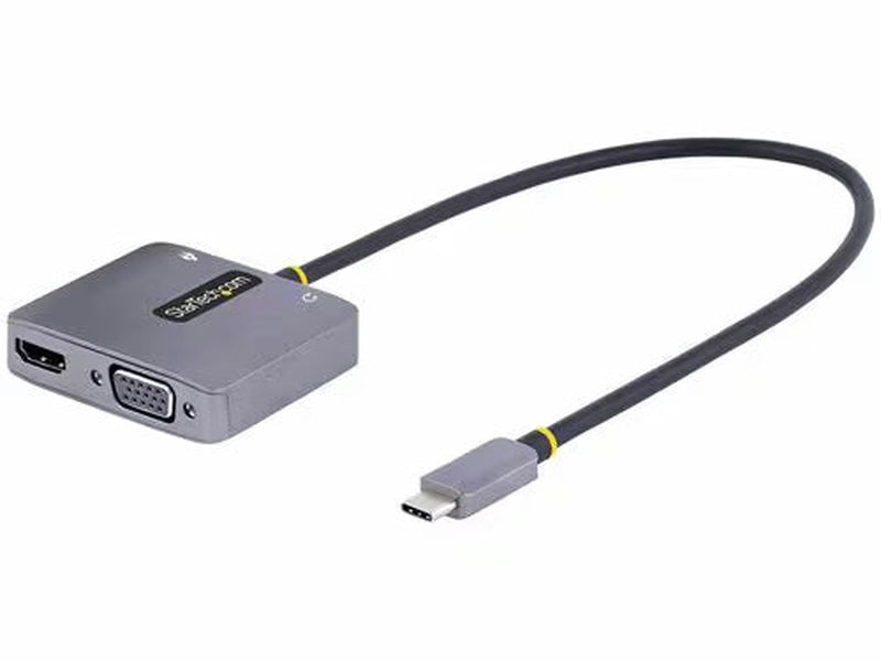 StarTech USB C Video Adapter, USB C to HDMI VGA Multiport Adapter, 3.5mm Audio Output, 4K 60Hz HDR, 100W PD 3.0, USB C Display Adapter